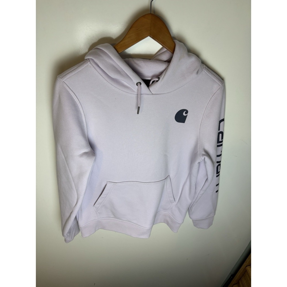 Carhartt Womens Hoodie Sweatshirt S Purple Clarksburg Spellout